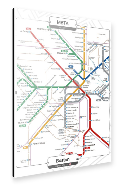 Alu-Dibond "U-Bahn – Boston" 75x50 cm artboxONE
