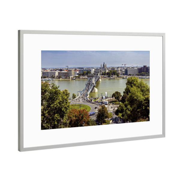 Poster mit Rahmen Silber "Budapest Zentrum" artboxONE - Städte,Architektur - Budapest,Altstadt,Donau,Kettenbrücke