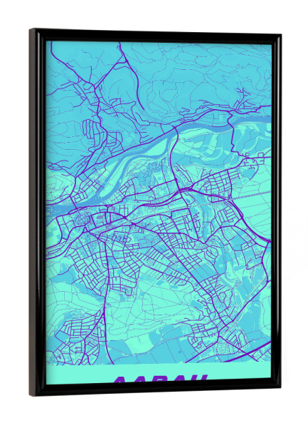 Poster mit schwarzem Rahmen "Aarau Citymap Schweiz" artboxONE - Städte / Weitere,Kartografie