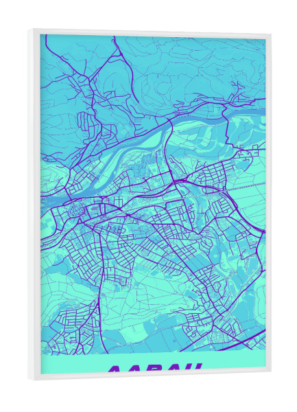 Poster mit weißem Rahmen "Aarau Citymap Schweiz" artboxONE - Städte / Weitere,Kartografie