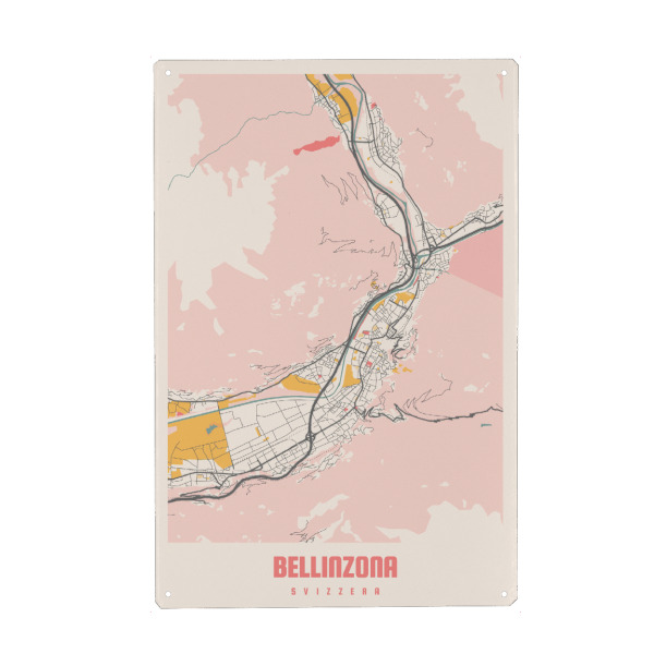 Holzbild "Bellinzona Stadtplan" artboxONE - Städte / Weitere,Kartografie