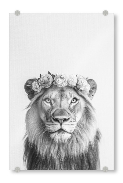Acrylglasbild "Simba B&W Löwe" artboxONE - Floral,Tiere,Schwarzweiß,Lustig