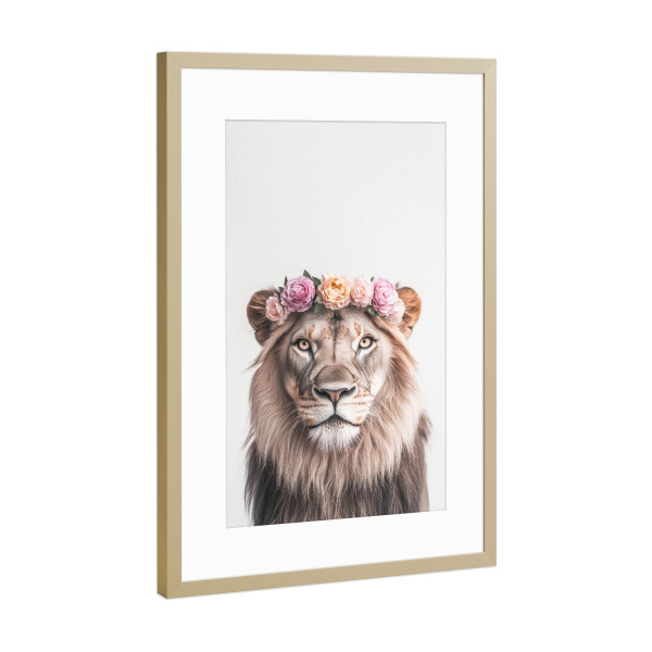 Poster mit Rahmen Gold "Simba Niedliche Löwe" artboxONE - Floral,Tiere,Lustig