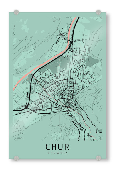Acrylglasbild "Map Chur Schweiz" artboxONE - Städte / Weitere,Kartografie