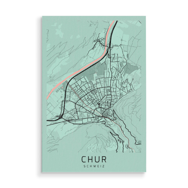 Holzbild "Map Chur Schweiz" artboxONE - Städte / Weitere,Kartografie