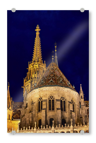 Acrylglasbild "Die Matthiaskirche bei Nacht" artboxONE - Architektur - Budapest,Matthiaskirche,Burgpalast,Fischerbastei,Burgviertel,Altstadt,Kirche