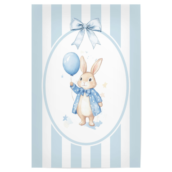 Poster 30x20 cm "Kaninchen mit blauem Ballon" artboxONE - Für Kinder,Tiere,Für Mama