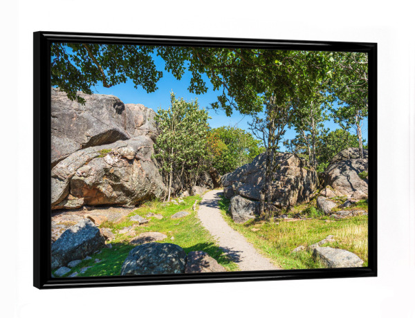 Poster mit schwarzem Rahmen "Wanderweg auf der Insel Monsøya" artboxONE - Natur,Reise,Reise / Länder
