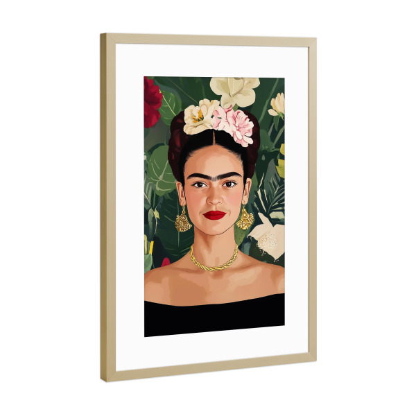 Poster mit Rahmen Gold "Frida Kunst der Weiblichkeit" artboxONE - Natur,Floral,Fashion