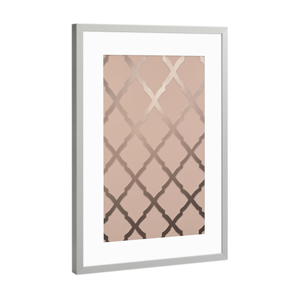 Poster mit Rahmen Silber "Roségoldene Textur Eleganz" artboxONE - Abstrakt,Geometrie,Marmor