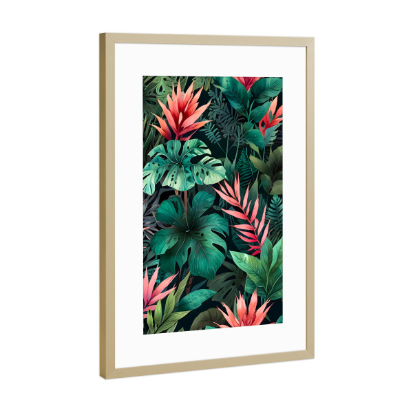 Poster mit Rahmen Gold "Regenwald-Fantasie" artboxONE - Natur,Floral