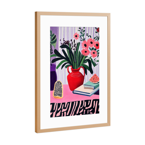 Poster mit Rahmen Kupfer "Moderne Tischdekoration Malerei" artboxONE - Floral,Abstrakt,Essen & Trinken / Obst & Gemüse