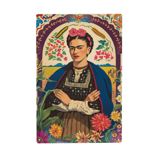 Metall Poster "Frida's Botanische Folklore" artboxONE - Floral,Menschen,Fashion