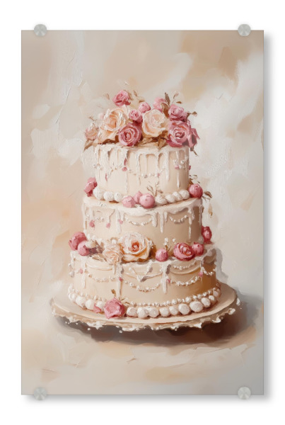 Acrylglasbild "Rosen-Hochzeitstorte" artboxONE - Floral,Essen & Trinken,Liebe,Weihnachten