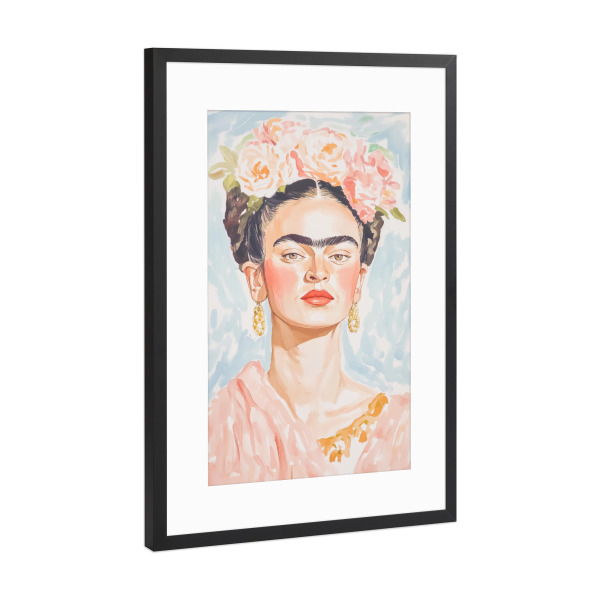 Poster mit Rahmen Schwarz (Metallic) "Porträt von Frida-Kunst" artboxONE - Floral,Menschen,Fashion