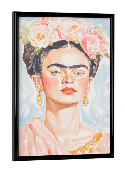Poster mit schwarzem Rahmen "Porträt von Frida-Kunst" artboxONE - Floral,Menschen,Fashion