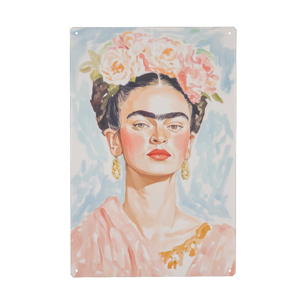 Metall Poster "Porträt von Frida-Kunst" artboxONE - Floral,Menschen,Fashion
