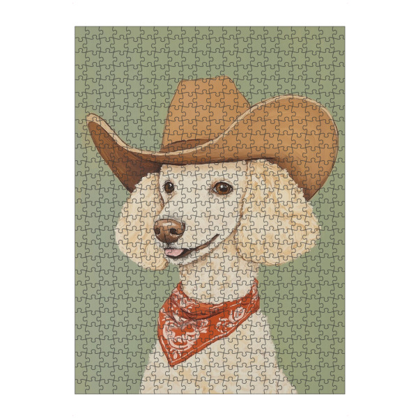 Puzzle Ravensburger "Cowboypudel" artboxONE - Tiere - Pudel,Zwergpudel,Hund,Cowboy,Cowboyhut,Cowboys,Tier,Tierporträt - Bild pudel