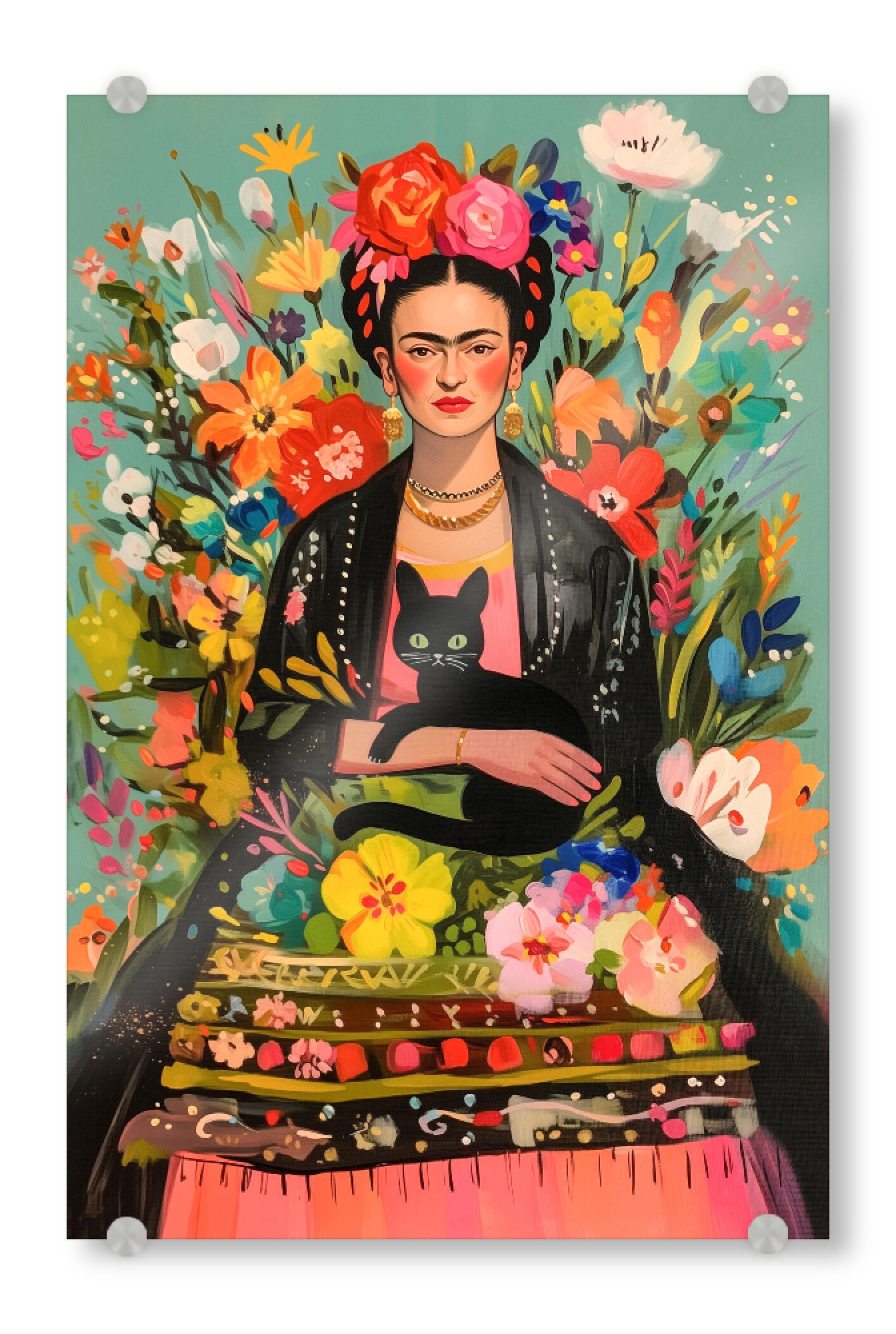 Acrylglasbild "Frida's bunte Blumen Liebe" artboxONE - Floral,Tiere,Menschen