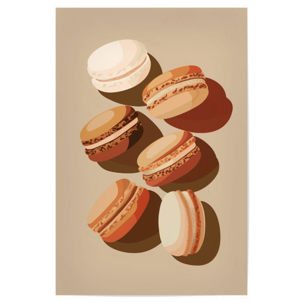 Poster 30x20 cm "Beige Macarons Leckereien" artboxONE - Essen & Trinken