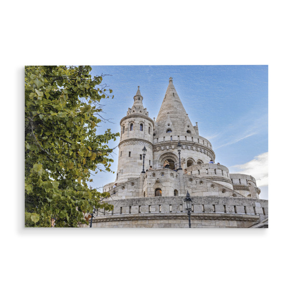 Holzbild "Die Fischerbastei" artboxONE - Architektur - Budapest,Ungarn,Fischerbastei,Turm,Donau,Altstadt,Burgpalast,Burgviertel