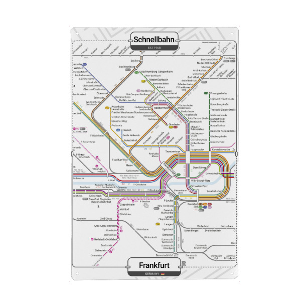 Metall Poster "U-Bahn - Frankfurt" artboxONE - Städte,Städte / Frankfurt,Kartografie
