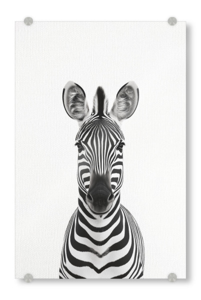 Acrylglasbild "Toni Niedliches Zebra" artboxONE - Natur,Für Kinder,Tiere,Schwarzweiß