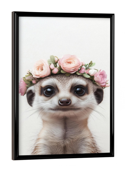 Poster mit schwarzem Rahmen "Emma Niedliches Erdmännchen" artboxONE - Floral,Für Kinder,Tiere