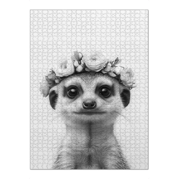 Puzzle Ravensburger "Emma Süßes Erdmännchen Mädchen" artboxONE - Floral,Für Kinder,Tiere,Schwarzweiß