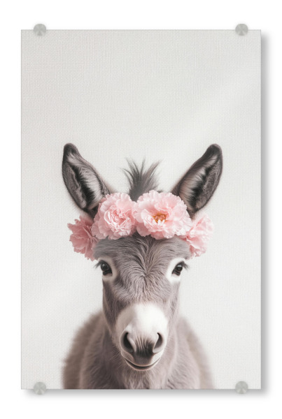 Acrylglasbild "Lilo Niedliches Esel Mädchen" artboxONE - Floral,Für Kinder,Tiere