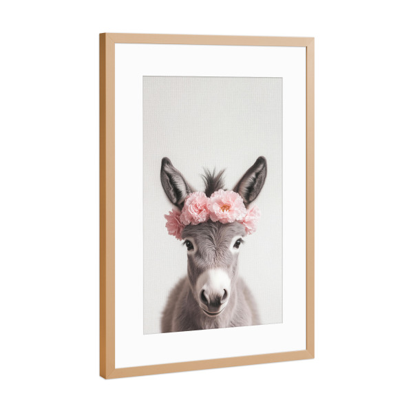 Poster mit Rahmen Kupfer "Lilo Niedliches Esel Mädchen" artboxONE - Floral,Für Kinder,Tiere