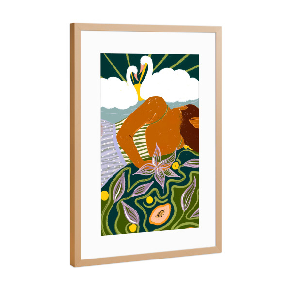 Poster mit Rahmen Kupfer "Schwanenwolken des Träumers" artboxONE - Tiere,Abstrakt,Menschen