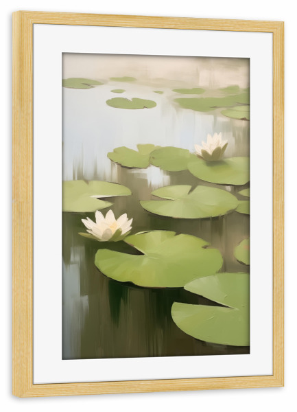 Poster mit Rahmen kiefer "Seerosen Spiegelung" artboxONE - Natur,Floral,Abstrakt