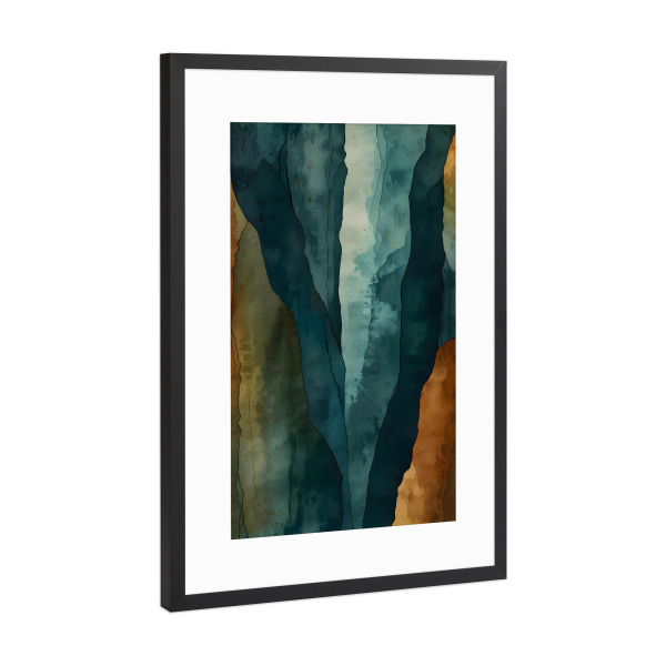 Poster mit Rahmen Schwarz (Metallic) "Rost und Blaugrün" artboxONE - Abstrakt