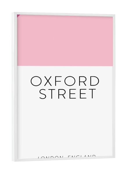 Poster mit weißem Rahmen "Straßenname Oxford Street London" artboxONE - Städte,Städte / London,Typografie,Reise,Kartografie