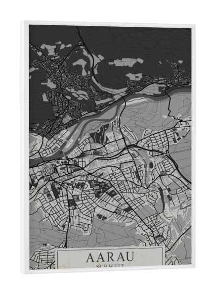 Poster mit weißem Rahmen "Vintage City Aarau" artboxONE - Städte / Weitere,Kartografie