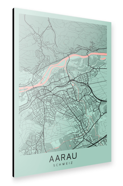 Alu-Dibond "Map Aarau Schweiz" 30x20 cm artboxONE