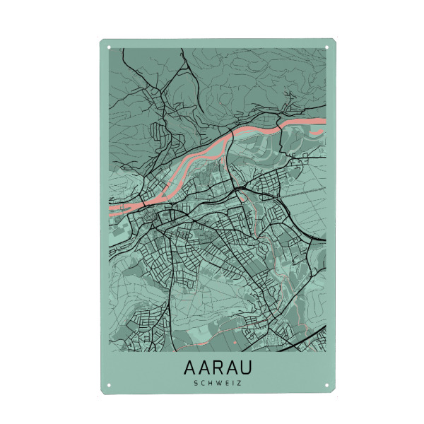 Holzbild "Map Aarau Schweiz" artboxONE - Städte / Weitere,Kartografie
