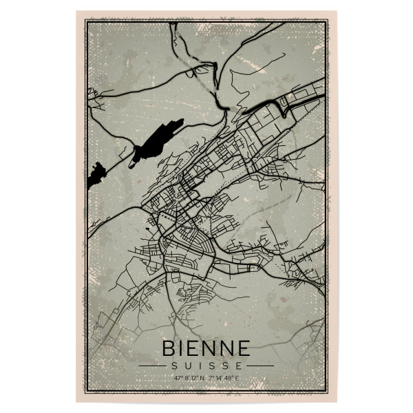 Poster 30x20 cm "Bienne Retro City" artboxONE - Städte / Weitere