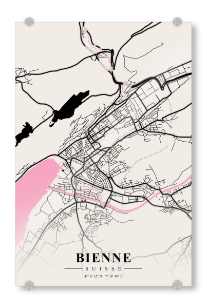 Acrylglasbild "Stadt Biel" artboxONE - Städte / Weitere,Kartografie