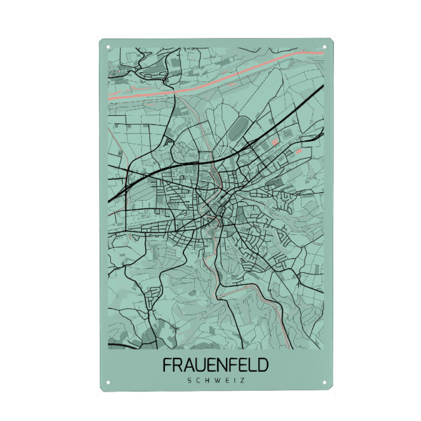 Holzbild "Map Frauenfeld Schweiz" artboxONE - Städte / Weitere,Kartografie