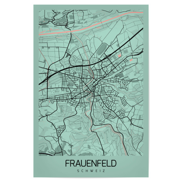 Poster "Map Frauenfeld Schweiz" artboxONE - Städte / Weitere,Kartografie