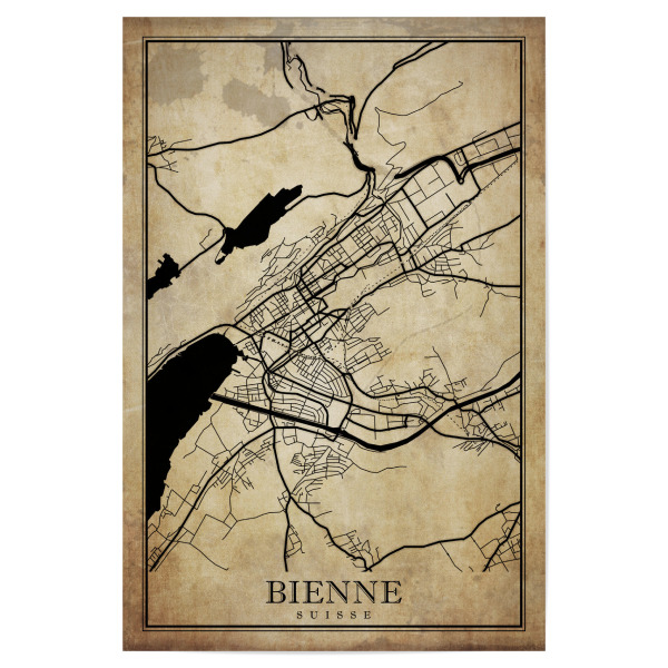 Poster 30x20 cm "Biel Vintage Map" artboxONE - Städte / Weitere,Kartografie