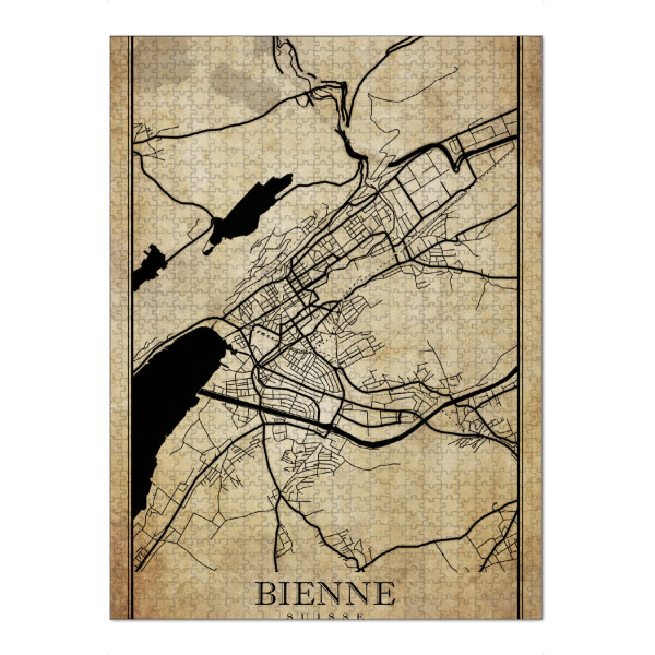 Puzzle Ravensburger "Biel Vintage Map" artboxONE - Städte / Weitere,Kartografie
