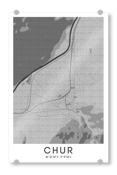 Acrylglasbild "Chur Bleistift Map" artboxONE - Städte / Weitere,Kartografie