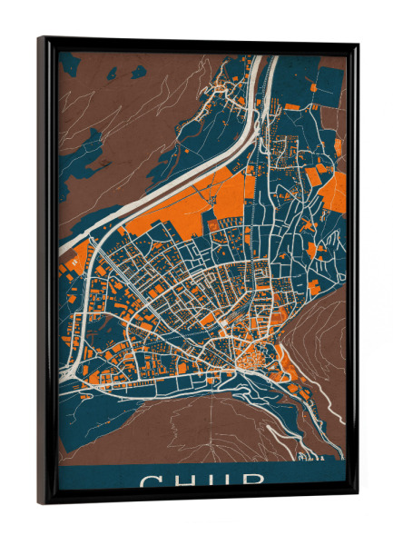 Poster mit schwarzem Rahmen "Chur Vintage Map" artboxONE - Städte / Weitere,Kartografie