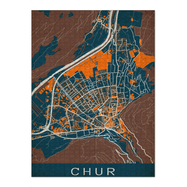Puzzle Ravensburger "Chur Vintage Map" artboxONE - Städte / Weitere,Kartografie