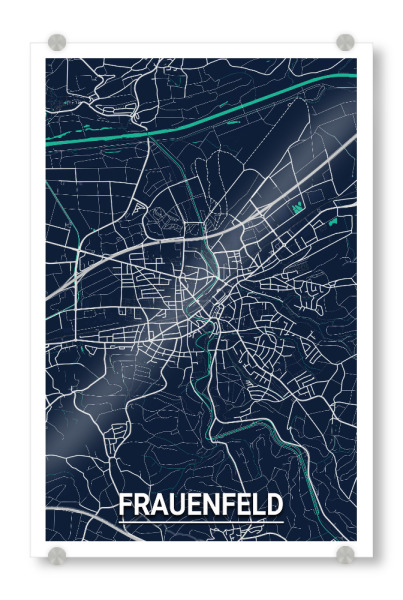 Acrylglasbild "Frauenfeld Map" artboxONE - Städte / Weitere,Kartografie