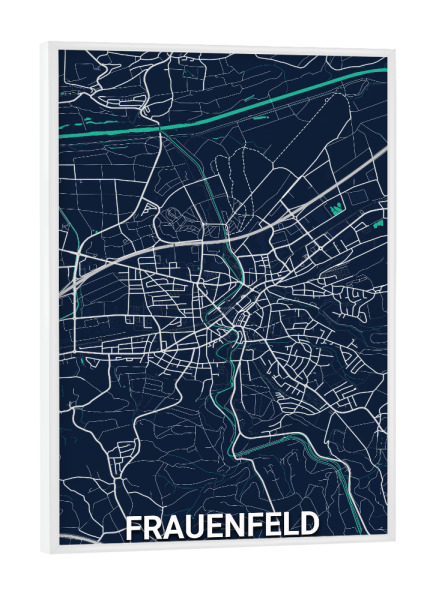 Poster mit weißem Rahmen "Frauenfeld Map" artboxONE - Städte / Weitere,Kartografie