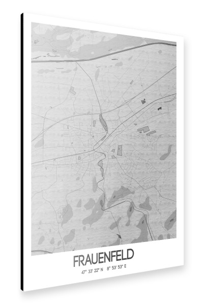 Alu-Dibond "Frauenfeld Bleistift Map" 30x20 cm artboxONE